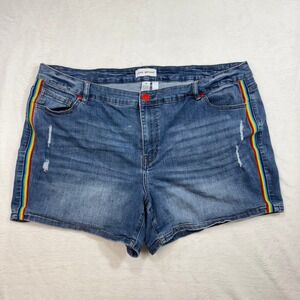 Lane Bryant 22 Plus Rainbow Stripe Denim Shorts Stretch Pride Summer Casual Cute